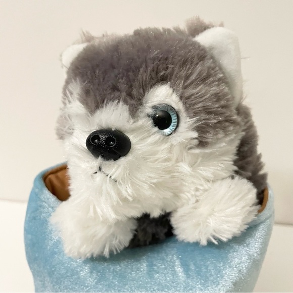Aurora Wolf Husky Dog Pop Up Hand Puppet Plush Toy - Picture 3 of 12